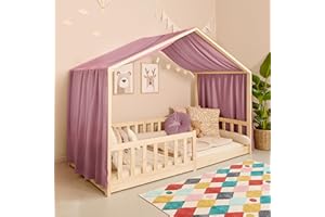 Mooskind Hausbett Himmel – Aus weichem Musselin in 7 Farben – 100% Bio-Baumwolle – Traumhafte Hausbett Deko & Himmelbett Vorhänge – Made in Europe mit Liebe