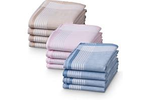 JEMIDI Bawełniane chusteczki (12 sztuk) - 28,5 x 28,5 cm zestaw chusteczek wykonanych w 100% z bawełny - 28,5 x 28,5 cm kwadratowe chusteczki można prać w pralce, opakowanie 12 szt