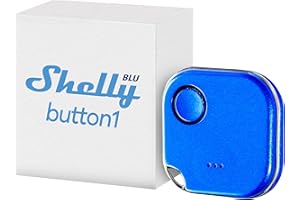 ‎SHELLY Shelly BLU Button1 - Blau | Intelligente Bluetooth-Taste zur Aktivierung von Aktionen und Szenen | Multi-Klick-Aktivierung | Sofortige Reaktionszeit | Ton- und Lichtalarm | iOS-Android-App