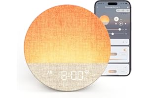 Dreamegg Despertador con Simulación del Amanecer y Control por App, Despertador Luz Natural, Alarmas Múltiples, 34 Sonidos Relajantes, 12 Modos de Luz, Wake Up Light Para Dormitorio y Toda la Familia