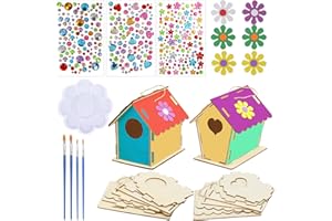 LAMEK 2 Pezzi Kit Casetta Uccelli in Legno, Casa di Uccelli Fai da te per Bambini, per Costruire e Dipingere Casetta per Uccelli, Regalo di Compleanno di Natale per Ragazze Ragazzi Toddler
