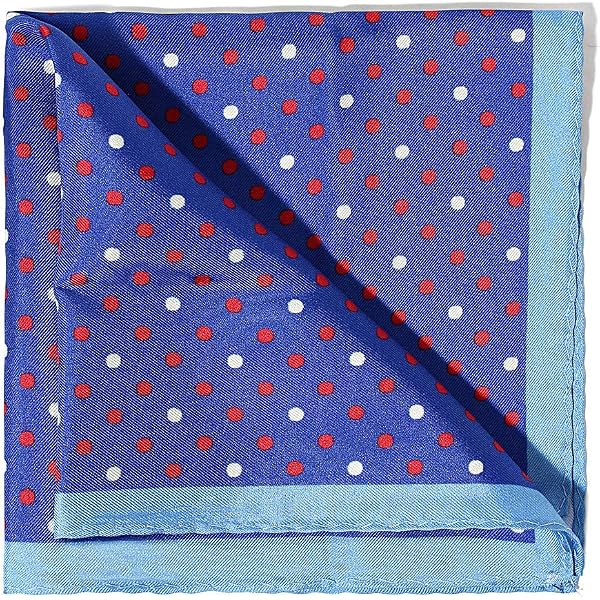 TigerTie Pochette Élégante Bleu Foncé Royal à Pois Blancs - Tissu De Qualité Pour Costume