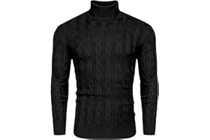 COOFANDY Herren Rollkragen Pullover Basic Strickpullover Zopfmuster Sweatershirt Männer Pullover Sweater Roll Neck Langarmshirt