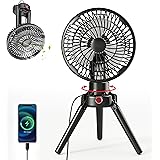 20CM Ventilatore Grande USB Ricaricabile a 10400mAh Batteria,10-25 ore Lavorando,Automatico Oscillante 180°,Ventilatore Porta
