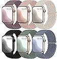 Maledan 6 Pack Braided Solo Loop Compatible with Apple Watch Straps 40mm 38mm 41mm 42mm for Women Men, Adjustable Nylon Stretchy Elastic Sport Band for iWatch SE Series 10 9 8 7 6 5 4 3 2 1 Ultra
