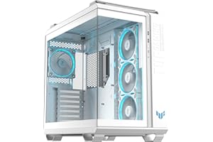 ASUS TUF Gaming GT502 Horizon ARGB (Blanc) – Boîtier PC ATX Gaming (Double Chambre indépendantes pour CPU et GPU, Conception panoramique, Panneaux latéraux sans Outils, USB Type-C à l’Avant​)