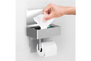 DAY MOON DESIGNS Toilettenpapierhalter & Spülbare Feuchttücherspender für Badezimmer | Erwachsene, Männer, Frauen, Feminine Wischaufbewahrung integriert | Edelstahl Wandhalterung (Gebürsteter Nickel, with Storage)