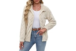BesserBay Damen Winter Stehkragen Teddyfleece Jacke Warm mit Full Zip Taschen Sweatjacke S-XXL