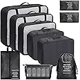 POPCUBE Polyester 10 Pcs Travel Organizer Pouch Packing Cubes for Clothes Space Savers Bags Cosmetics/Underwear/Socks/Shoes Toiletry Bag Laundry Organiser, Black