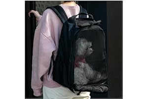 WEPLAN Katzenrucksack Hunderucksack für Katzen und Kleine Hunde bis zu 4,5 kg,Haustier Rucksack mit Öffnung vorne,Sichtschutz-Vorhang-Design für Wanderungen im Freien,Freihändiger Haustier-Rucksack,Schwarz