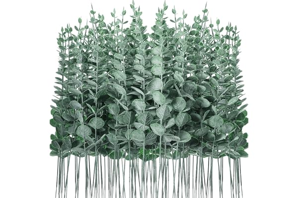 LWAIX eukalyptus konstgjord dekoration eukalyptus gren växt konstgjord 30 | Konst eukalyptusgrenar blad för bröllopsfester fest heminredning blomarrangemang