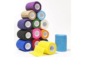 CLDFDC 14 Rotoli Benda Elastica Coesiva 7.5cm x4.5m, Nastro adesivo autoadesivo in tessuto non tessuto, confortevole e traspirante, adatto per mani, piedi e anche per animali domestici.