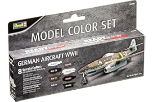 Revell Modellbau I Farbset Deutsche Flugzeuge WWII Farben Set I 8 Farben im Set für Flugzeuge zum bemalen I Authentischer Look für die Luftwaffe I Anwendung mit Airbrush und Pinsel möglich