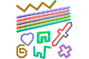 GOLDGE 10PCS 24 Links Wacky Track Toys Snap and Click Fidget Toys Puzzle Finger Toy Anxiety Stress Relief Multicolor Snake Chain Puzzles Party Favors Party Bags Fillers and Educational Toys