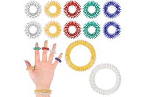 AVASEE Aoliandatong 12 Stück Massageringe Set,10 Stück Finger Massageringe und 2 Stück handgelenk Massageringe,Akupressur Ring Armband Stressabbau für Arthrose Frderung der Durchblutung Ringe Set