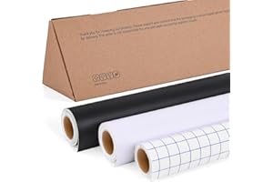 IModeur Lot de 3 rouleaux de film vinyle pour traceur - Noir et Blanc Mat & Papier Transfert - 30,5 x 300 cm - Pour Cricut Machines, Silhouette Cameo, la plupart des machines de découpe