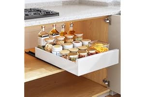 SAYZH Cassetto Telescopico, Ripiani per Cassetti Estraibili per Armadio da Cucina, Cassetto Scorrevole Estensibile Estraibile, Senza Bisogno di Trapano e Chiodi (Bianco, 30 CM L x 43 CM P x 9 CM A)