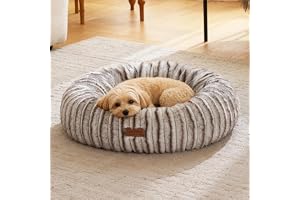 FUKUMARU Inomhus Hund- och Kattbädd, Donutbädd för Ångestfyllda Valpar, Ortodontisk Hundbädd, Tvättbart Täcke, Modern Design