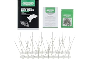 Satargo Bird Spikes Stainless Steel Pigeon Spikes Bird Deterrent for Roofs and Windows, Fence Spikes for Anti Crows, Seagulls and Small Birds Repellent 3m