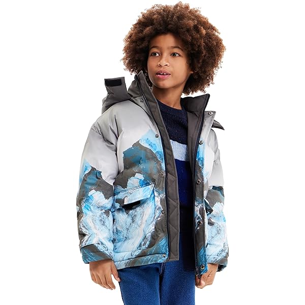 Desigual Mädchen Steppmantel Mit Herzchen - Gefütterter Long Overcoat Mit Kapuze