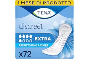 TENA Discreet Extra Pacco Scorta Mensile, Assorbenti per Perdite Urinarie Femminili, Discreti e Confortevoli, 6 Confezioni x 12 Pezzi