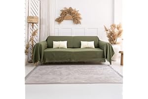 Milam London Sofa Throws Large 3 Seater | Sofa Cover 3 Seater | Cotton Throw Blanket | Couch Throw | Settee Throw 180 x 300cm Olive Green