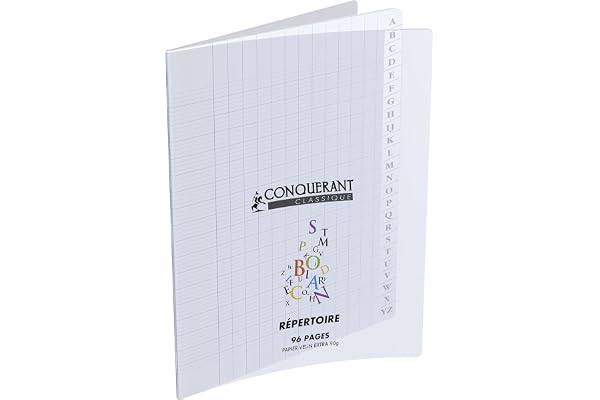 Conquérant Répertoire Grands carreaux Seyès Incolore
