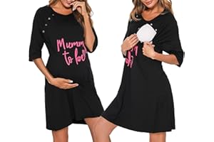 Vlazom Women 3 in 1 Cotton Nursing/Delivery/Labor/Maternity Nightgown Half Sleeve Breastfeeding Sleep Dress Hospital Gown Sleepwear with Buttons