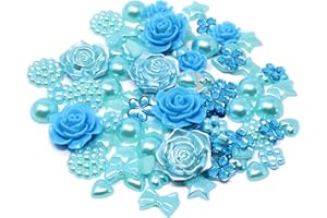 Special Touches 80 Mix Shabby Chic Resin Flatbacks Craft Cardmaking Embellishments (Blue)
