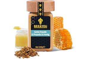 ‎BEE & YOU Bee&You Gelee Royale&Propolis in Honig,100% natürlich, ohne Zusatzstoffe,Roher Honig,fairer Handel,natürliche&kontrollierte Zutaten,33 Auszeichnungen, 12 Zertifikate