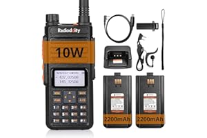 Radioddity GA-510 10-Watt Ham Radio Handheld, Dual Band High Power Long Range Two Way Radio with Two 2200mAh Batteries & CH340 Programming Cable, Chirp Compatible