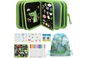 DOEDOEFONG Portatile Da Disegno per Bambini, 16 Pagine Doodle Disegno Giocattoli Riutilizzabile Double Face Libro Di Pittura per Bambini Lavagna Magica per Bambini Con 12 Penne Colorate Cancellabili Lavabile