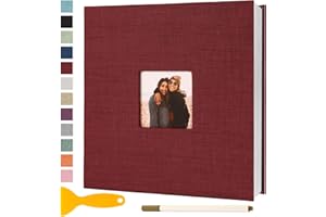 SEMFALBUUMS Album Photo Adhesif Vierge 28x27 CM Classeur Photo Livre Photo Personnalisable Scrapbook de Classe Mariage Livre D'or Enfant Bebe Carte Postale DIY, 40 Pages Rouge
