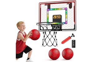 YIGOWYIGO Basketball Hoop Indoor for 2 Players, Mini Basketball Hoop with Twin Score Trackers, 3 Balls for Kids and Adults, Wall Mounted Toddler Basketball Toy Gift for Boys Age 3 4 5 6 7 8 9 10 11 12 Years