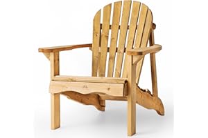 AMATA Single Adirondack Chair for Outdoors, UNGURS Collection – Weatherproof Wooden Chair for Patio, Backyard and Garden Fire Pits – Ergonomic and Durable, Timeless Design (Brown)