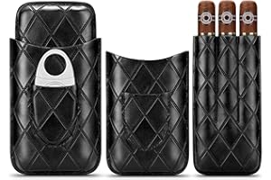 CIGARLOONG Zigarrenetui, Leder, Reise-Humidor für 3 Röhren, mit Zigarrenschneider