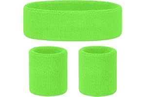 REDSTAR FANCY DRESS Schweissband und Stirnband Set – Schweißband Neon für 80er Jahre Outfit Damen - Neon Accessoires für Fun Runs Team Building Events Pride Partys Gymnastik Sport Tennis – Stirnband 80er Jahre