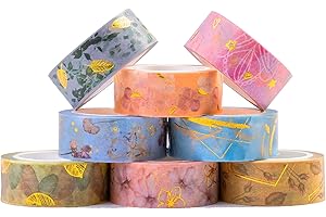 TRITART Washi Tape Set I Washi Tape per Bullet Journal – Scrapbooking I Masking Tape I Nastro adesivo decorativo I washi Tape I Washi Tape Vintage I Nastro adesivo colorato I 15 mm x 5 m I 8 rotoli