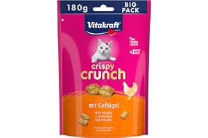 Vitakraft Crispy Crunch, kattgodis, krispigt kattgodis fyllt med fågelkött, i en återförslutningsbar storförpackning, utan ti