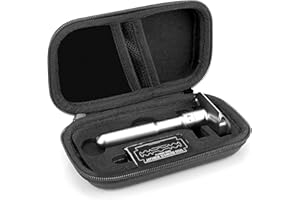 Linkidea Custodia rigida da viaggio per rasatura, resistente, per lame e accessori con manico corto/lungo, compatibile con rasoi Merkur, Vikings, WEISHI di sicurezza a doppio bordo (nero)