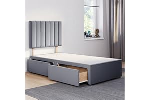COMFOREST, BEDDING & UPHOLSTERY INNOVATION LEADER ComfoRest Single Bed Base with 2 Drawers - 3FT - (Grey Plush) - Spacious Frame with Storage - Durable Design for Practical Living - Versatile Choice for Contemporary Interiors