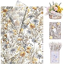 Larcenciel Papier De Soie Emballage, 30 Feuilles Papier Bouquet De Fleur 50x35cm, Emballage Cadeau Vagues De L'océan Bleu Packaging, Idéal Pour DIY Et Loisirs Créatifs, Mariage Fête D'Anniversaire