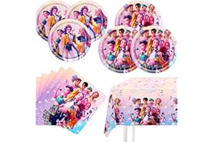 XTAGUVDM 43pcs Kpop Demo Hunte Anniversaire, Thème Dessin animé avec Bannière, Ballons et Toppers à Cupcakes pour Anniversaire d’Enfants (2)