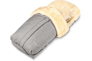 Fellhof 108307 Lammfell Fußsack Cortina, OEKO-TEX® zertifiziert, 45x97 cm, wind- und wasserdicht, waschbar bis 30°C, Öffnung am Fußende (black-melange)