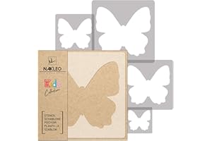 NAKLEO Painting Stencils Set for Kids, 5 Pcs Templates 9x9 to 34x34cm Butterfly Meadow Spinnaker, Plastic and Reusable Drawing Stencils, Children Room Decor, Craft DIY Wall Furniture