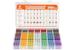 JOREST 360Pcs Car Fuse Assortment Kit, 160 Mini Blade Fuses Automotive + 90 Standard Auto Fuses + 50 Micro Fuse + 60 Micro2 – for RV/Truck/Motorcycle(2A 3A 5A 7.5A 10A 15A 20A 25A 30A 35A 40A)