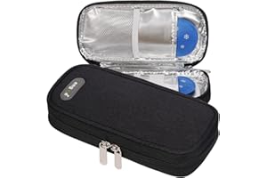OVAKIA Small Insulin Cooler Travel Case, Medicine Bag Organizer Storage Keep Cooling Wallet for Travelling with 2 Ice Pack (Black)