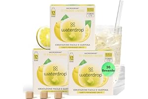 WATERDROP MICRODRINK waterdrop® Tè Freddo Zero, LIMONE, 36 cubetti per acqua Microdrink, insaporitore acqua, Tisane a freddo senza zucchero Con Vitamina C & B3, Bevanda Analcolica, The Verde, Ice Tea