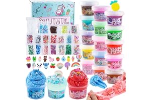 OKAYBEE 18er-Pack Slime Set enthält 6 Butter Slime, 6 Clear Slime & 6 Cloud Slime, 48 FL OZ Schleime für Kinder, 56-teiliges Slime Kit mit Jelly Cube Slime Add-ins, Geschenk zum Geburtstag Ostern Weihnachten