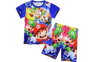 TONGQUD Boys Pajamas Set Super Cute 2Pcs/Set Top And Short Pjs Toddler Cute Cool Summer Kids Blue Sleepwear Girls Pajamas